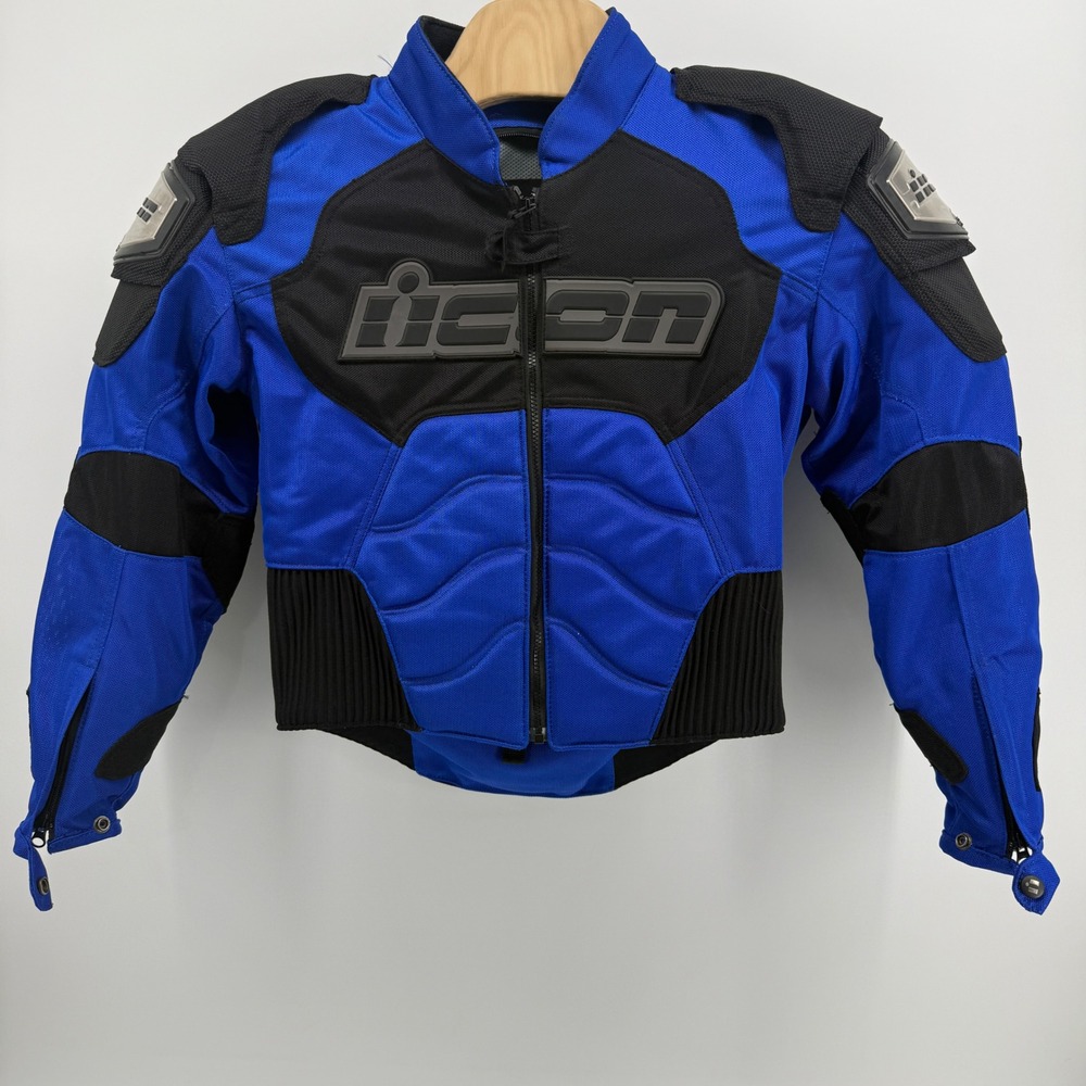 Icon TiMax Blue Black Titanium Reinforced Motorcycle Riding Jacket Mens Small